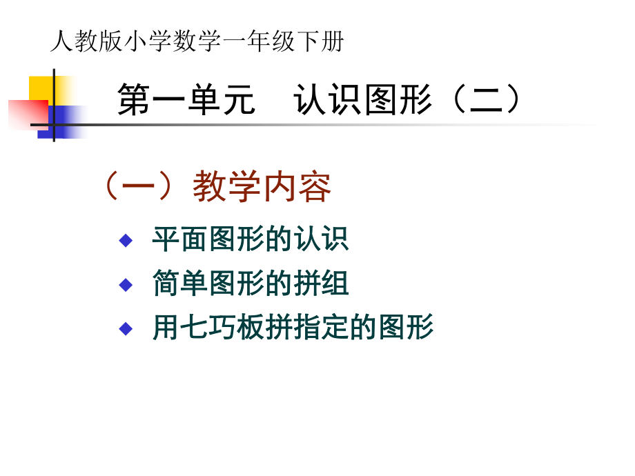 人教版一年级数学下第一单元认识平面图形课件.ppt_第1页