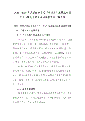 2021--2025年某石油分公司“十四五”發(fā)展規(guī)劃綱要文和某縣十四五規(guī)劃編制工作方案合編