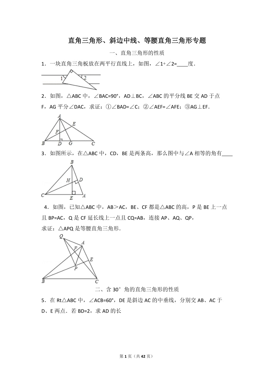 直角三角形等腰直角三角形斜边直线专题韩.doc_第1页