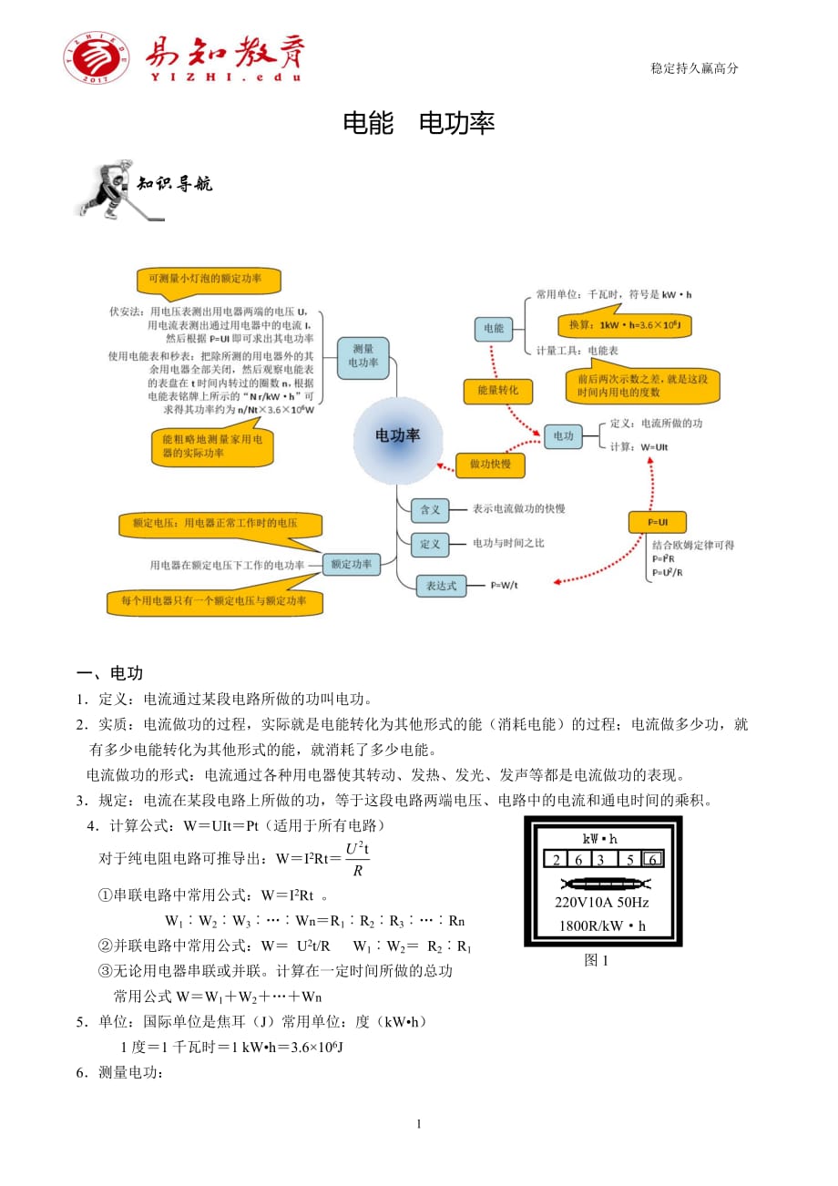 初三物理电能、电功、电功率专题复习教案.doc_第1页