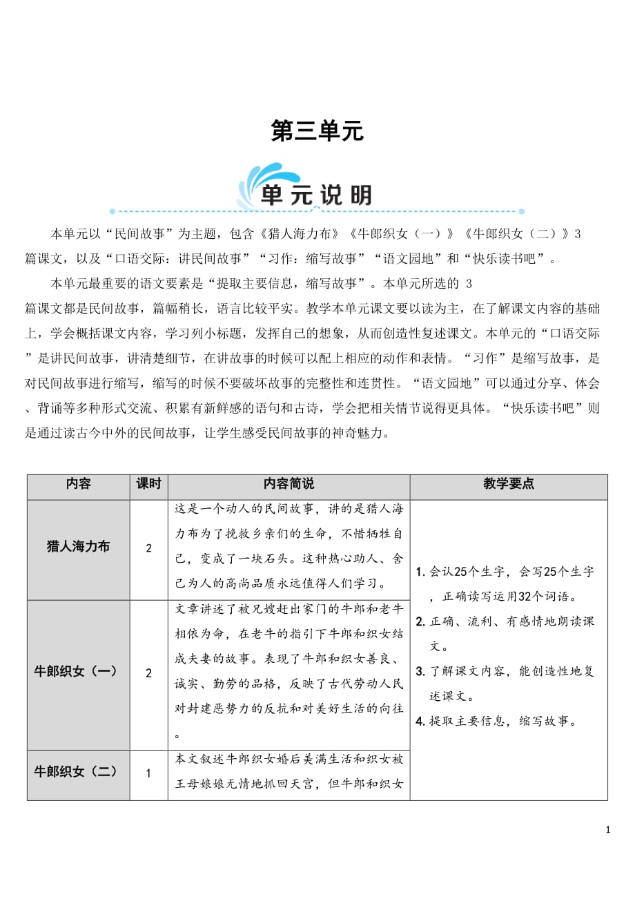 部编版五年级上册《猎人海力布》教学设计.doc_第1页