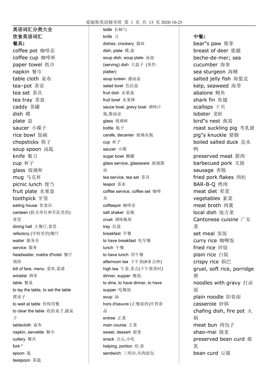 英语词汇之衣食住行.doc_第1页