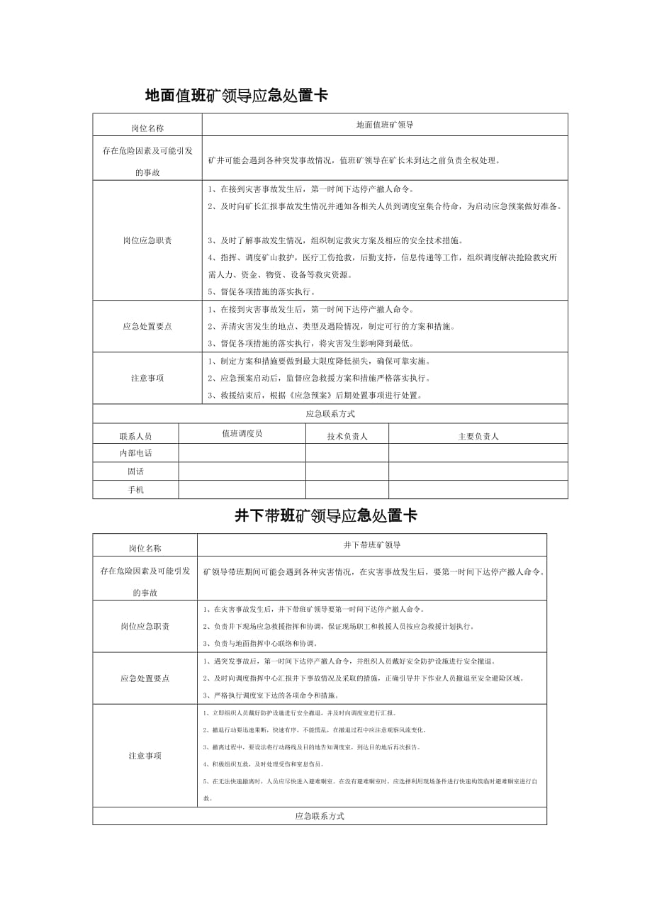 煤矿企业应急处置卡.doc_第1页