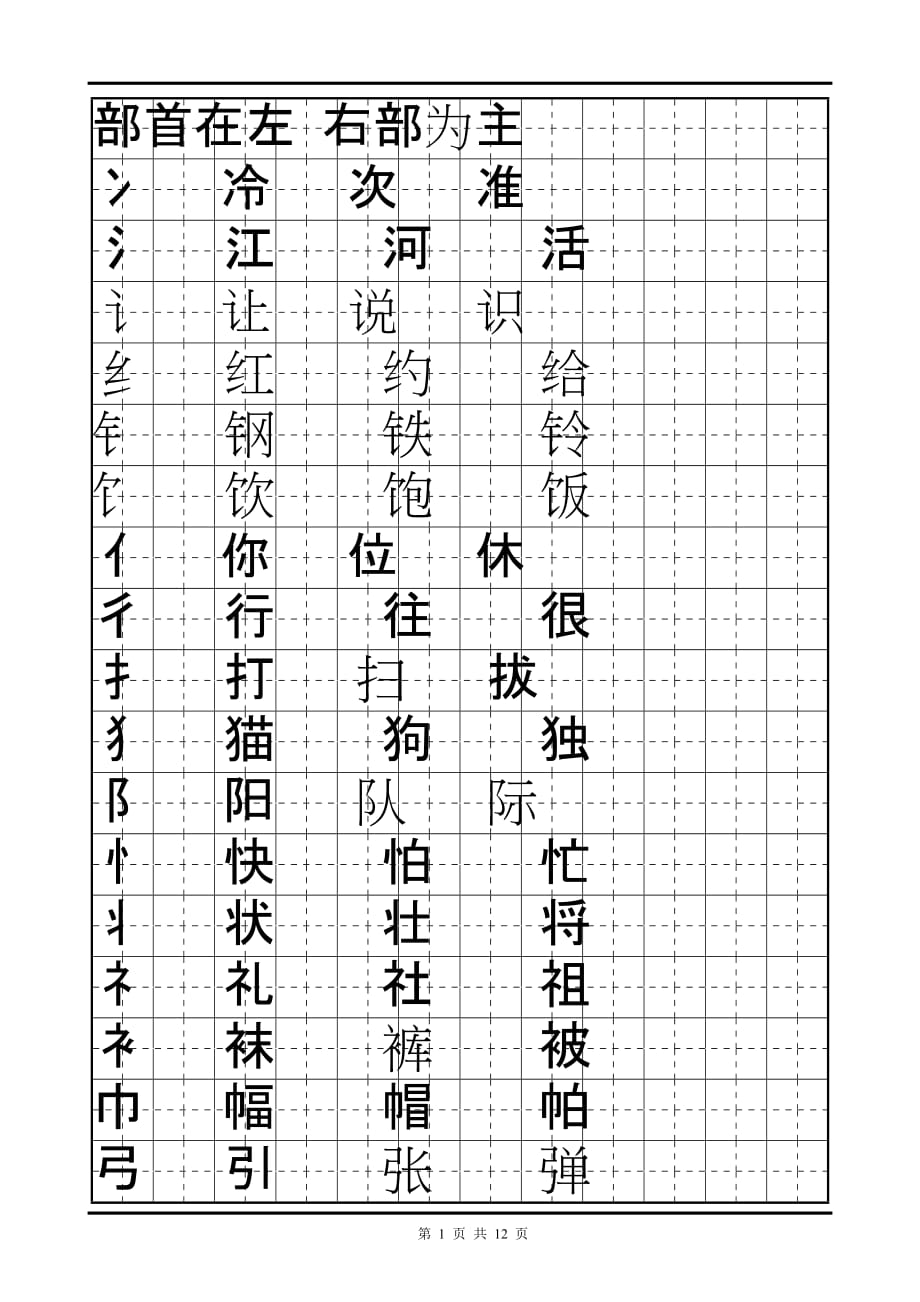 偏旁部首分类字帖.doc_第1页