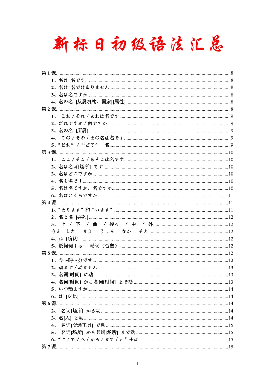 新标日初级语法汇总.doc_第1页