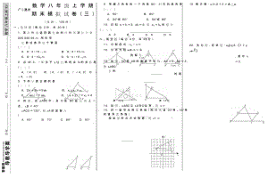 初二《期末模擬測(cè)試卷》八年級(jí)上冊(cè)數(shù)學(xué)模擬考試3試題人教RJ