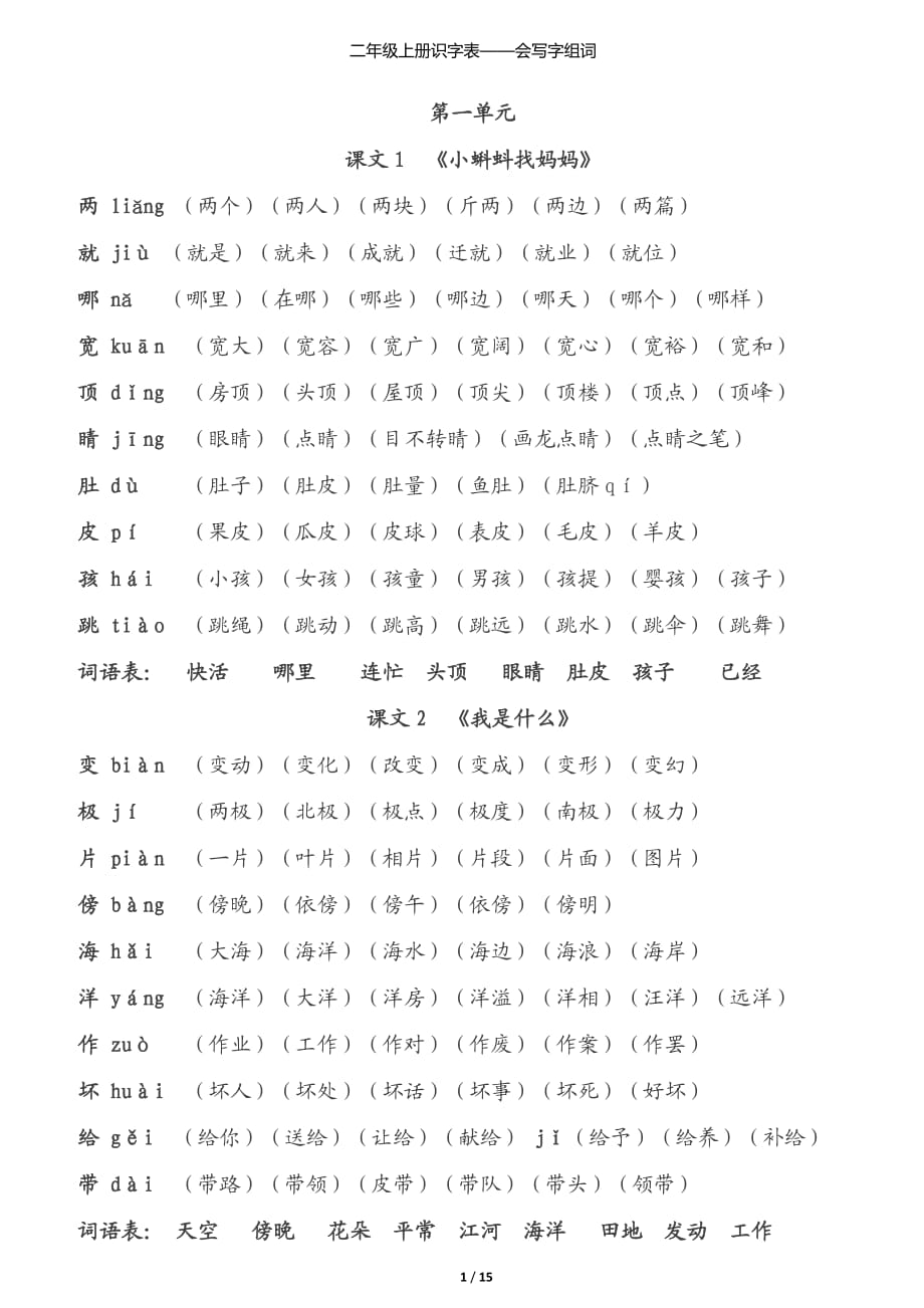 二年級(jí)上冊(cè)識(shí)字表——會(huì)寫字組詞.docx_第1頁