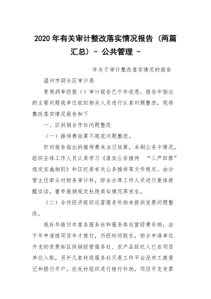 2020年有關(guān)審計(jì)整改落實(shí)情況報(bào)告 (兩篇匯總) - 公共管理 -