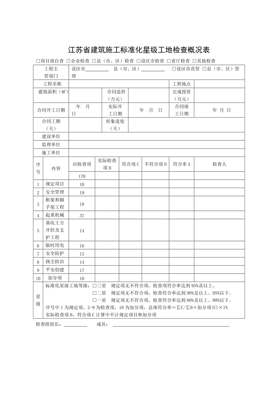 江苏省星级工地检查表.docx_第1页