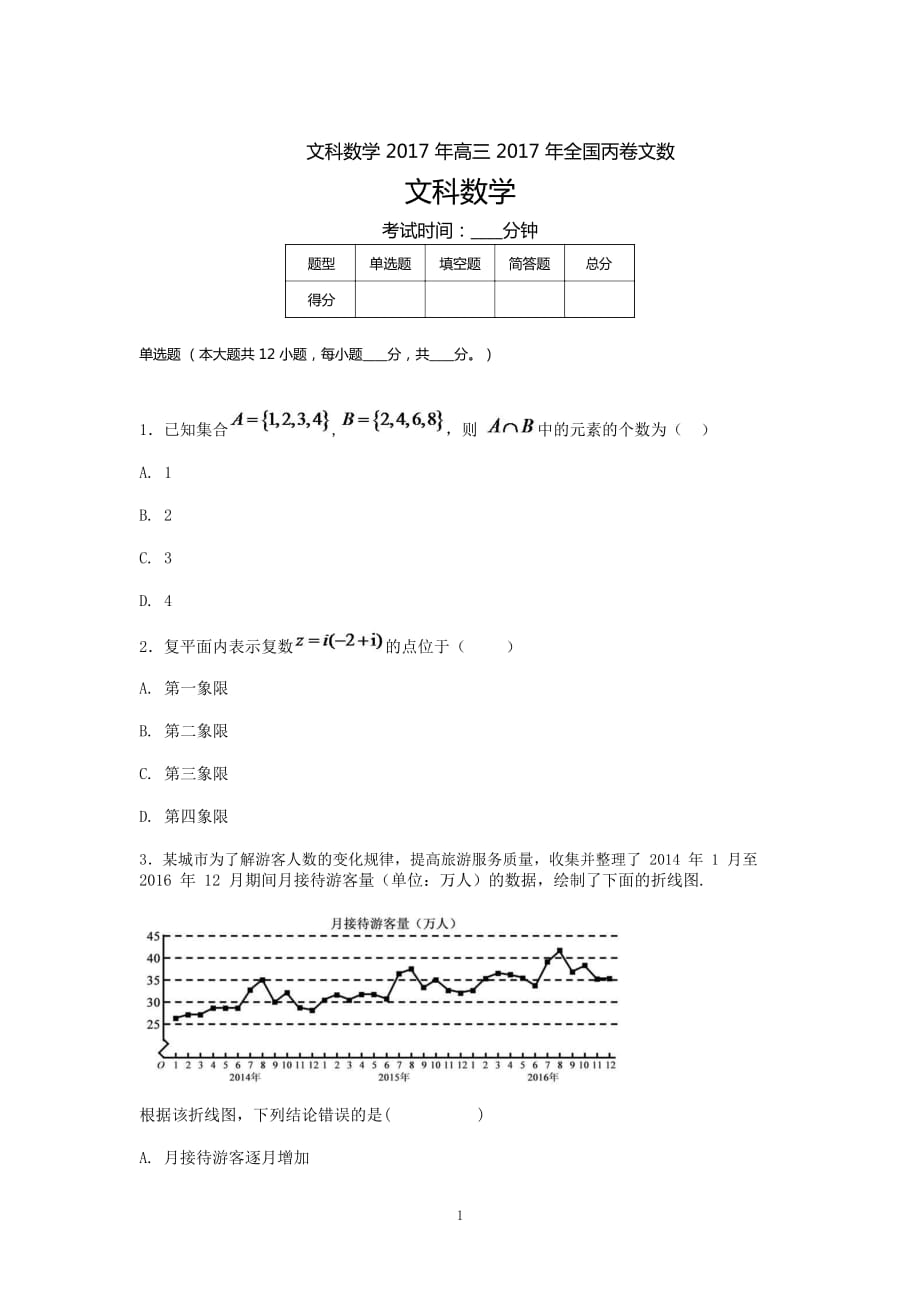 [高考復(fù)習(xí)]2017高考真題文科數(shù)學(xué)(全國(guó)卷III)9157附答案高三升學(xué)考試題_第1頁(yè)