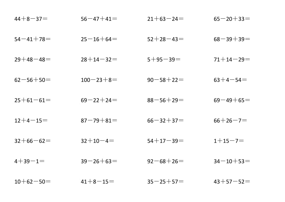 一年級(jí)數(shù)學(xué)下冊(cè)100以內(nèi)連加連減口算題_第1頁(yè)