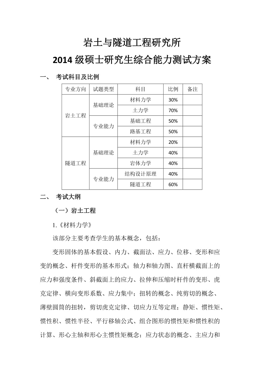 岩隧所研究生综合测试方案(学生)_第1页