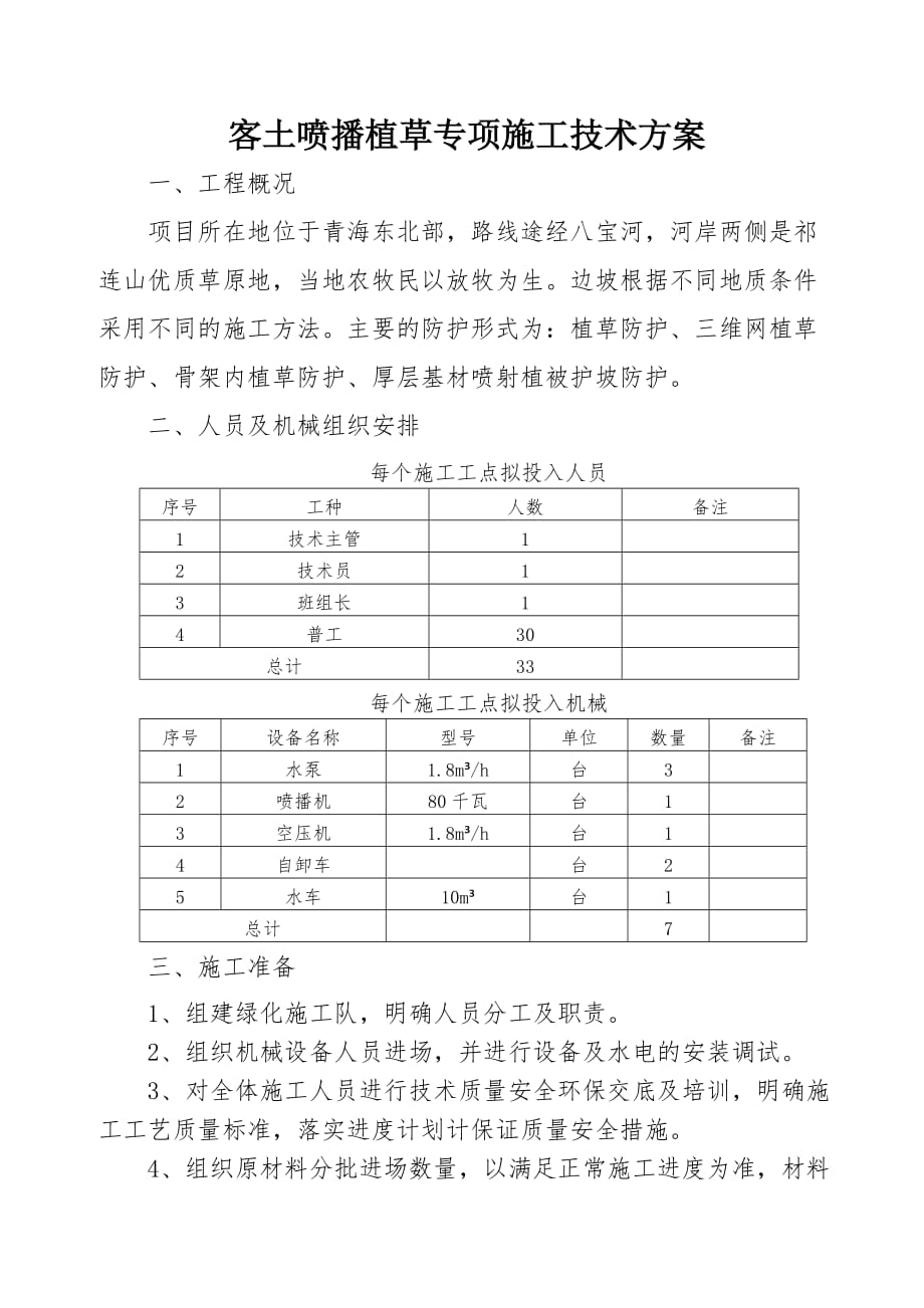 客土喷播植草施工技术方案_第1页