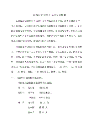 綜合應急預案及專項應急預案