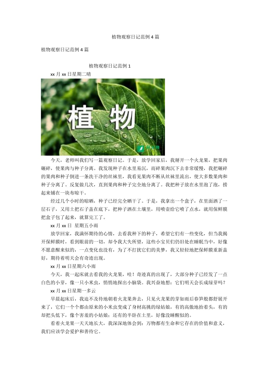 植物观察日记范例4篇_第1页