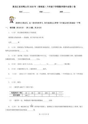 黑龙江省双鸭山市2020年（春秋版）六年级下学期数学期中试卷C卷