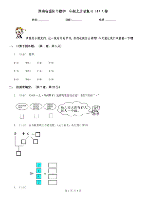 湖南省岳阳市数学一年级上册总复习（4）A卷