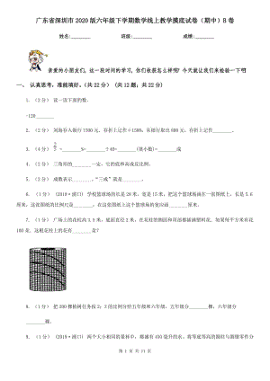 广东省深圳市2020版六年级下学期数学线上教学摸底试卷（期中）B卷