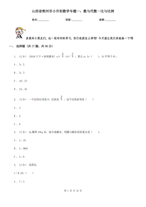 山西省朔州市小升初数学专题一：数与代数--比与比例