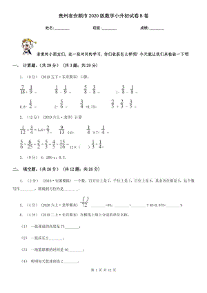 贵州省安顺市2020版数学小升初试卷B卷