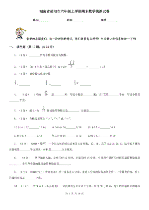 湖南省邵阳市六年级上学期期末数学模拟试卷