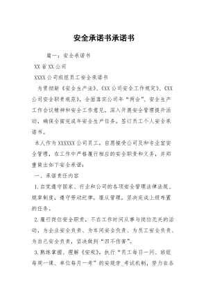 安全承諾書承諾書