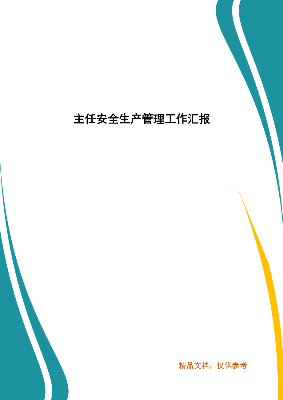 主任安全生产管理工作汇报_第1页