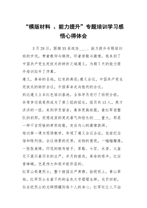 “模版材料 、能力提升”專題培訓(xùn)學(xué)習(xí)感悟心得體會