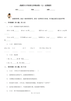 武威市小升初语文冲刺试卷（七）全国通用