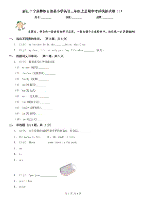 麗江市寧蒗彝族自治縣小學(xué)英語三年級上冊期中考試模擬試卷（3）