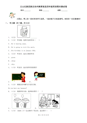 文山壯族苗族自治州麻栗坡縣四年級英語期末測試卷