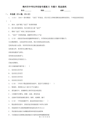 梅州市中考化學實驗專題復習 專題六 粗鹽提純