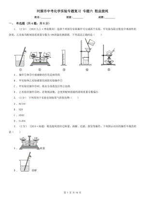 河源市中考化學(xué)實(shí)驗(yàn)專題復(fù)習(xí) 專題六 粗鹽提純