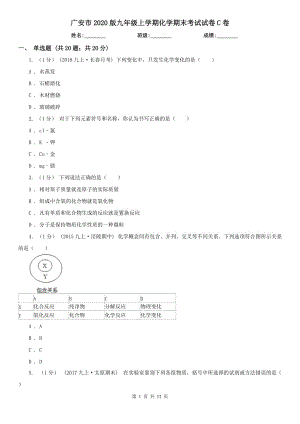 广安市2020版九年级上学期化学期末考试试卷C卷