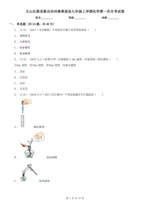 文山壯族苗族自治州麻栗坡縣九年級上學期化學第一次月考試卷