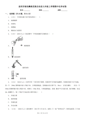 昆明市祿勸彝族苗族自治縣九年級(jí)上學(xué)期期中化學(xué)試卷