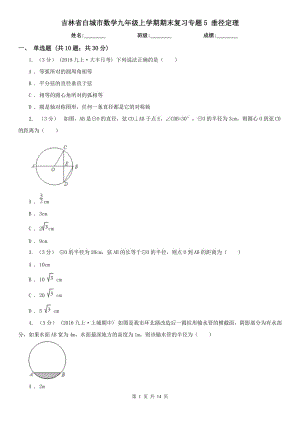 吉林省白城市數(shù)學(xué)九年級(jí)上學(xué)期期末復(fù)習(xí)專題5 垂徑定理