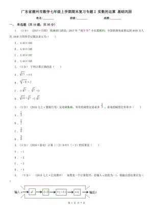 廣東省潮州市數(shù)學(xué)七年級上學(xué)期期末復(fù)習(xí)專題2 實數(shù)的運算 基礎(chǔ)鞏固