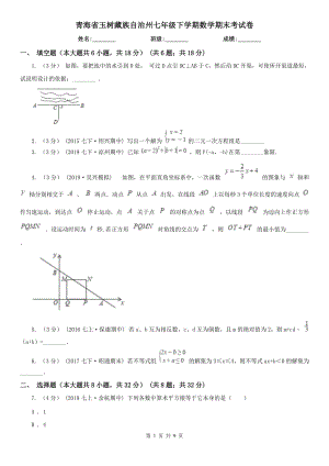 青海省玉树藏族自治州七年级下学期数学期末考试卷
