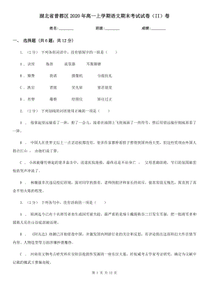 湖北省曾都区2020年高一上学期语文期末考试试卷（II）卷