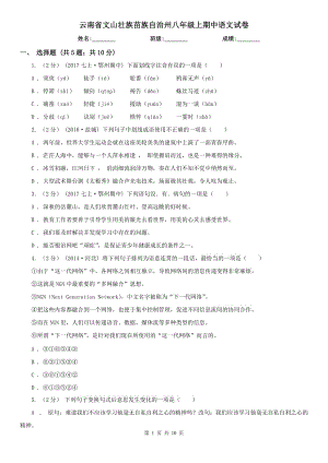 云南省文山壮族苗族自治州八年级上期中语文试卷