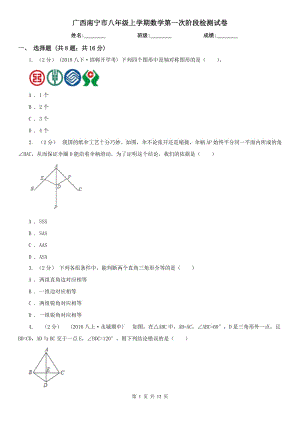 广西南宁市八年级上学期数学第一次阶段检测试卷