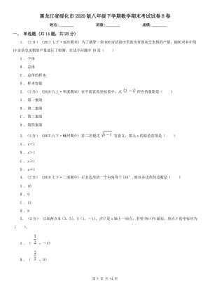 黑龙江省绥化市2020版八年级下学期数学期末考试试卷B卷
