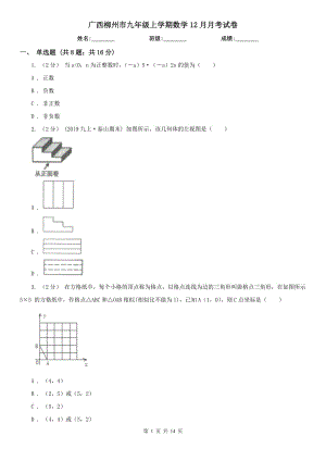 广西柳州市九年级上学期数学12月月考试卷