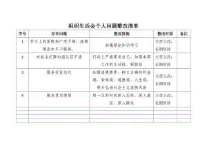 個(gè)人問(wèn)題整改清單