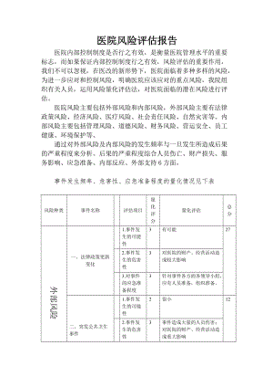 醫(yī)院風險評估報告