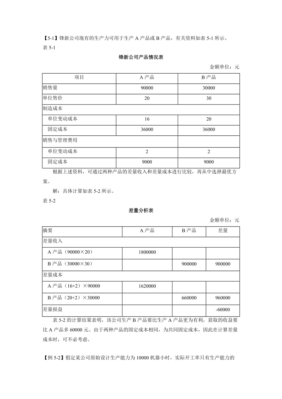 《管理會計》第五章例題_第1頁