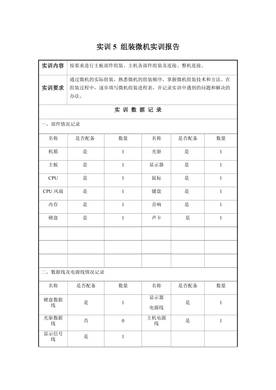 微機系統(tǒng)與維護-實訓報告_第1頁