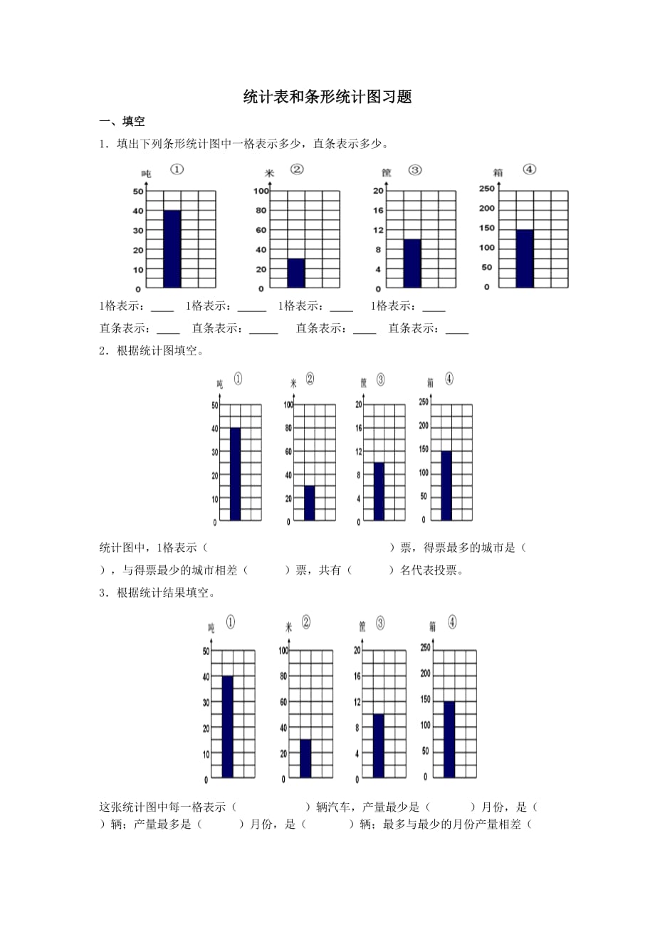 統(tǒng)計表和條形統(tǒng)計圖習題_第1頁