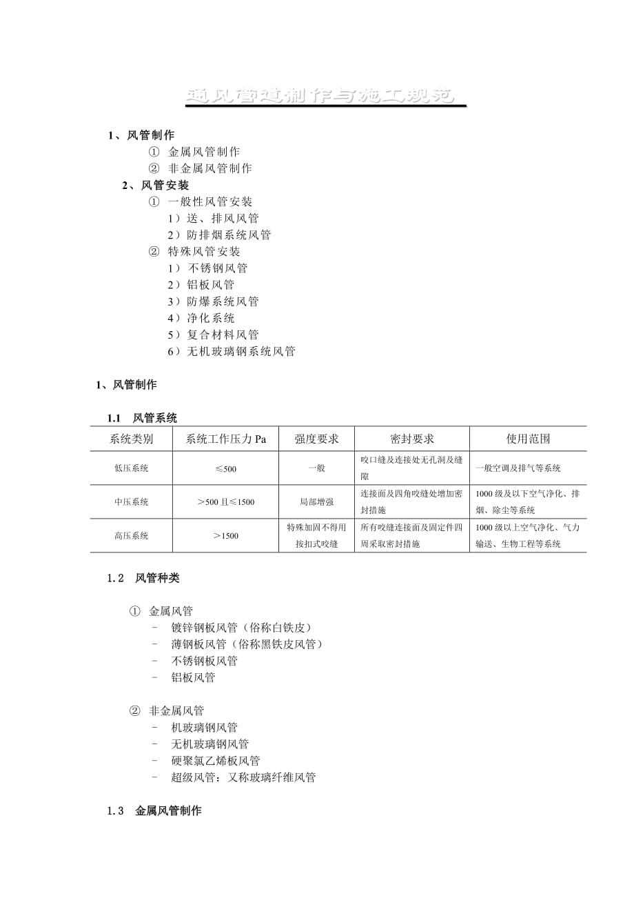 通風(fēng)管道安裝與施工規(guī)范_第1頁